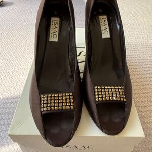 Isaac "Venetia" Brown Satin Pumps